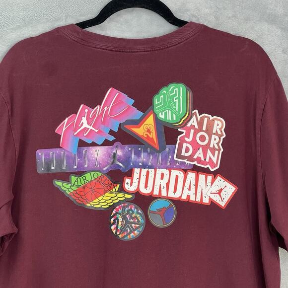 Nike Jordan Sticker Mash Logo T-Shirt Mens XL Maroon - Picture 7 of 10